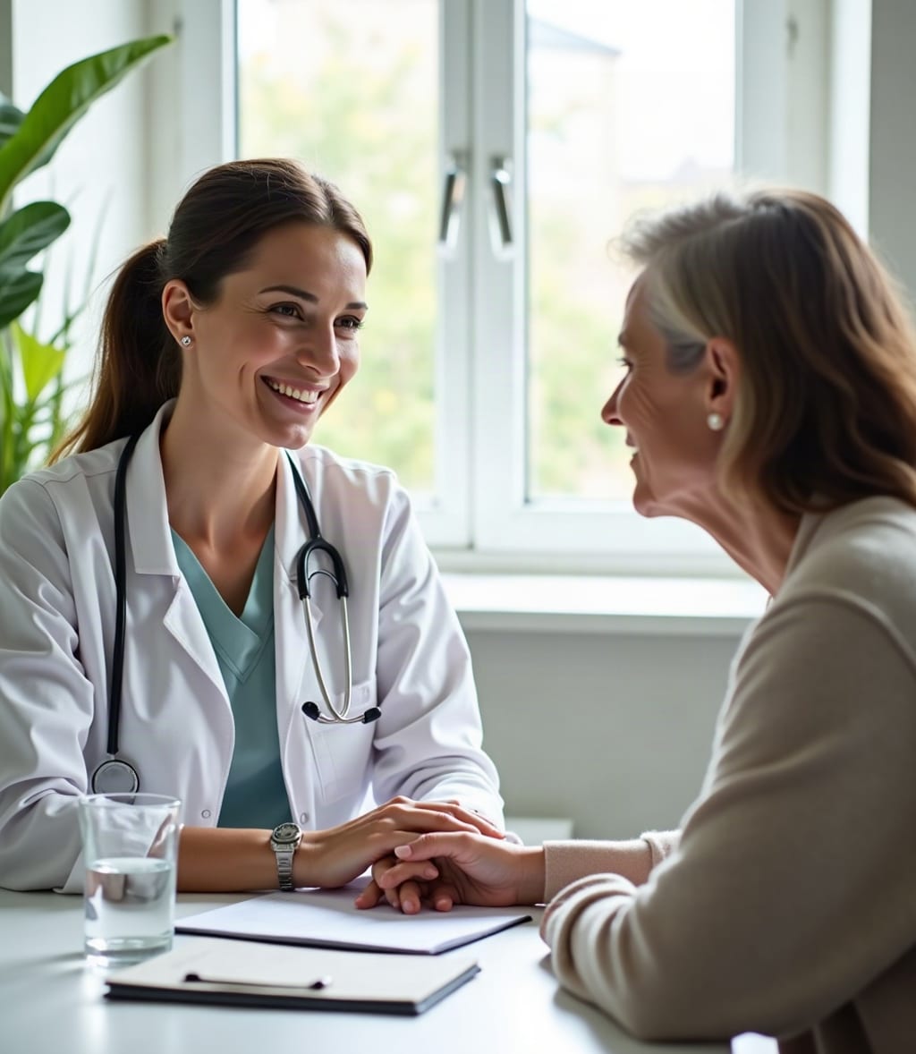 A clinician and a patient discussing a wellness plan during a consultation